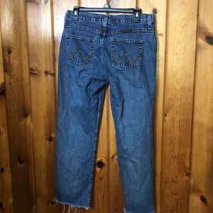Wrangler cash cowgirl cut jeans raw hem size 7/8x34 western rodeo wranglers jean